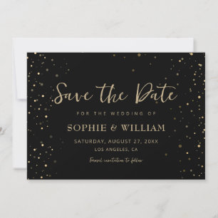 Save The Date Gold & Black Beau Mariage élégant