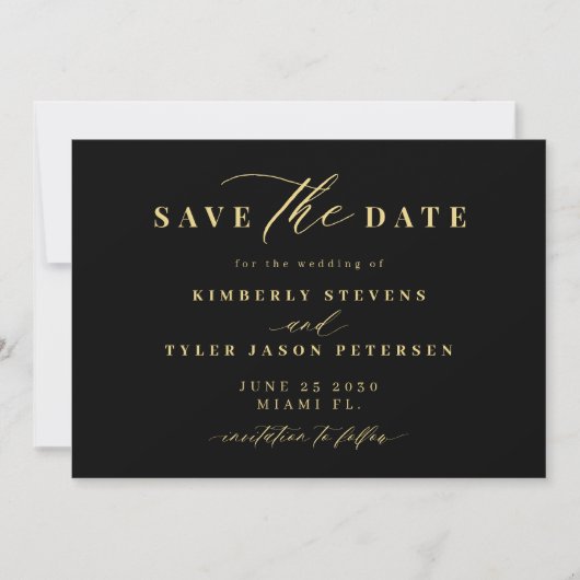 Save The Date Gold black QR code simple elegant wedding (Devant)