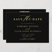 Save The Date Gold black QR code simple elegant wedding (Devant / Derrière)