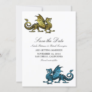 Save The Date Gold Blue Dragon Enregistrer l'Invitation de date