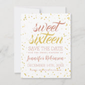 Save The Date Gold & Blush Sweet 16 Date de sauvegarde Sparkle C (Devant)