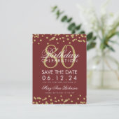 Save The Date Gold Burgundy 80e anniversaire Date de sauvegarde  (Debout devant)
