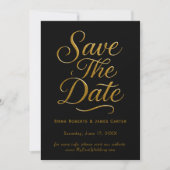 Save The Date Gold Calligraphy Black Enregistrer la date (Devant)