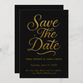 Save The Date Gold Calligraphy Black Enregistrer la date (Devant / Derrière)