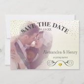 Save The Date Gold Circle Lights sur l'arrière photo Enregistrer (Devant)