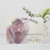 Save The Date Gold Circle Lights sur l'arrière photo Enregistrer (Debout devant)