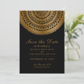 Save The Date Gold Classy Mandala Black Enregistrer la date Cart (Debout devant)