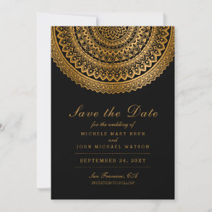 Save The Date Gold Classy Mandala Black Enregistrer la date Cart