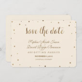 Save The Date Gold Confetti Aimer Champagne Mariage Enregistrer  (Devant / Derrière)