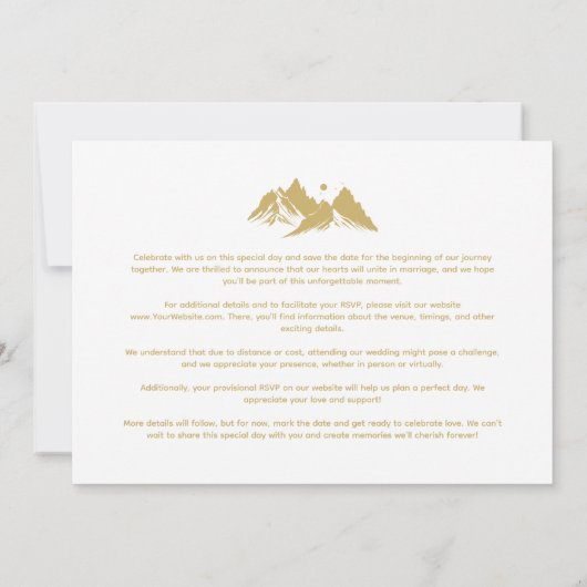Save The Date Gold Effect Boho Rustic Mountains Photo Wedding (Dos)