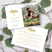 Save The Date Gold Effect Boho Rustic Mountains Photo Wedding