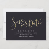 Save The Date Gold et Black Modern Script simple Enregistrer la (Devant)