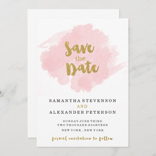 Save The Date Gold et Blush Enregistrer la date (Devant / Derrière)