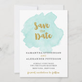 Save The Date Gold et Turquoise Blush Enregistrer la date (Devant)