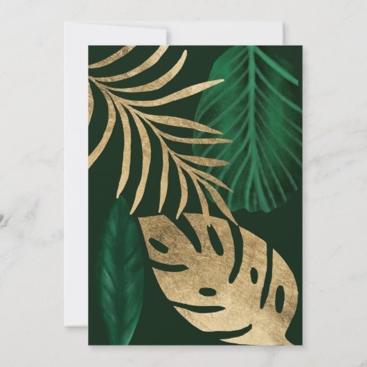 Save The Date Gold feuille verte tropicale enregistrer la date m (Dos)