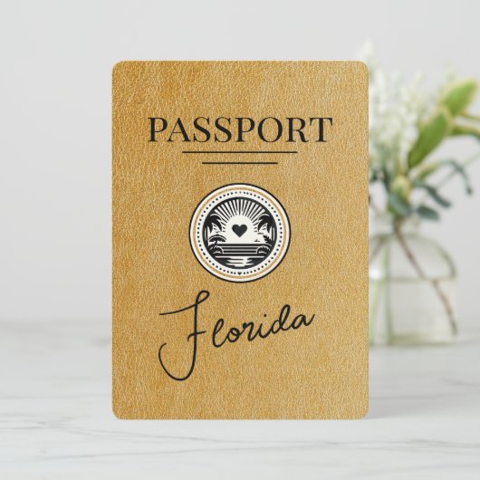 Save The Date Gold Florida Passport Enregistrer La Date (Debout devant)