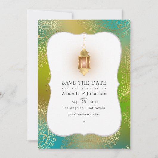 Save The Date Gold Foil Arabian Bollywood Mariage Photo Save the (Devant)