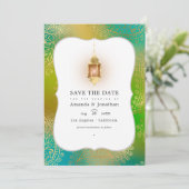 Save The Date Gold Foil Arabian Bollywood Mariage Photo Save the (Debout devant)