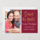 Save The Date Gold Foil & Bourgogne Marsala Enregistrer la date  (Devant)