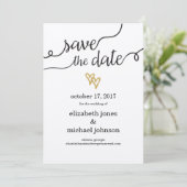 Save The Date Gold Foil Hearts Kraft Papier Enregistrer la date (Debout devant)