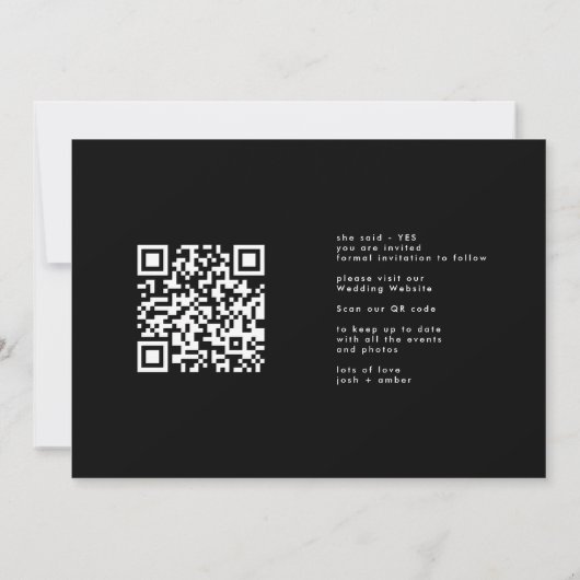Save The Date Gold Foil Onyx Black Modern Photo QR Code (Dos)