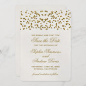 Save The Date Gold Glamor Parties scintillant Confetti Enregistr (Devant / Derrière)