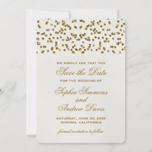 Save The Date Gold Glamor Parties scintillant Confetti Enregistr