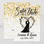 Save the Date Gold Glitter (Devant / Derrière)