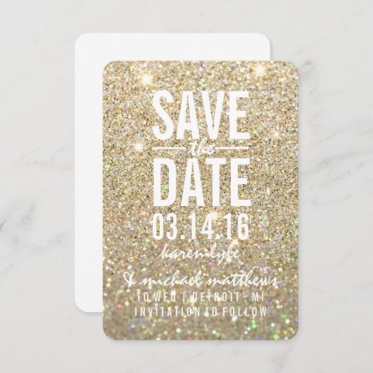 Save the Date | Gold Glitter Fab (Devant / Derrière)