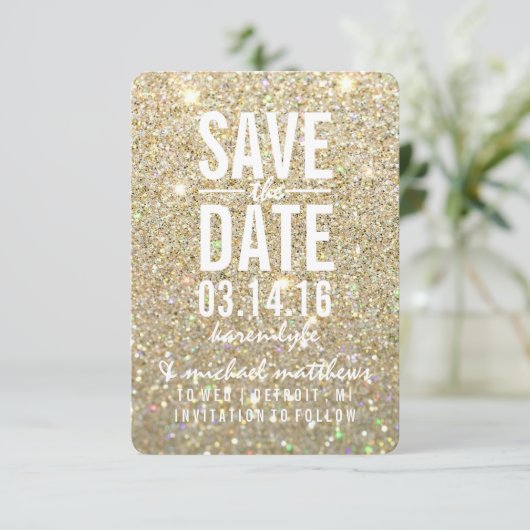 Save the Date | Gold Glitter Fab (Debout devant)