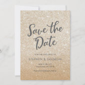 Save The Date Gold Glittery Enregistrer notre date d'invitation (Devant)