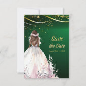 Save The Date Gold Green African American Bride Enregistrer la d (Devant)