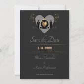 Save The Date Gold Heart Homme Mariage | Enregistrer la date (Devant)