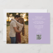 Save The Date Gold Heart Script Photo Mariage QR Code Lavender (Dos)