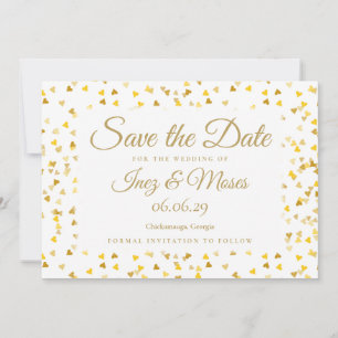 Save The Date Gold Hearts Confetti Enregistrer la date