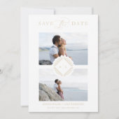 Save The Date Gold Initials Chic Ornament Sophisticated Wedding (Devant)