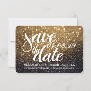 Save the date   Gold Lit Nite Parties scintillant 
