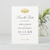 Save The Date Gold Lotus Flower Custom Wedding Enregistrer la da (Debout devant)