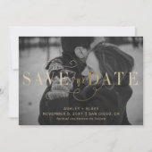 Save The Date Gold Modern Design manuscrit photo de calligraphie (Devant)