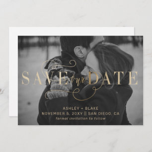 Save The Date Gold Modern Design manuscrit photo de calligraphie