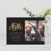 Save The Date Gold Mr & Mr Script - Enregistrer la date avec pho (Debout devant)