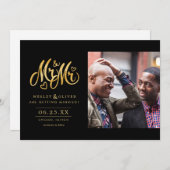Save The Date Gold Mr & Mr Script - Enregistrer la date avec pho (Devant / Derrière)