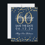 Save The Date Gold Navy Blue 60th Birthday Save Date Confetti<br><div class="desc">Elégant design "60th Birthday Party" avec Gold Faux Parties scintillant Confetti Marine Blue et nom personnalisé et détails texte. Facile à utiliser et facile à personnaliser. Commandez aujourd'hui !</div>