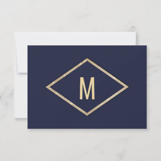 Save The Date Gold Navy Blue Faux Parties scintillant Sequin Enr (Dos)