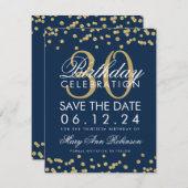 Save The Date Gold Navy Blue Save Date 30e Anniversaire Confetti (Devant / Derrière)