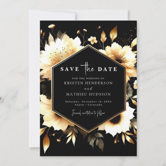 Save The Date Gold numérique classique et Mariage noir (Devant)