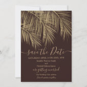 Save The Date Gold palm feuille tropicale rouge enregistrer la d (Devant)