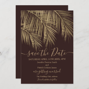 Save The Date Gold palm feuille tropicale rouge enregistrer la d