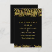 Save The Date Gold Palm Tree Mariage Tropical Enregistrer La Dat (Devant / Derrière)