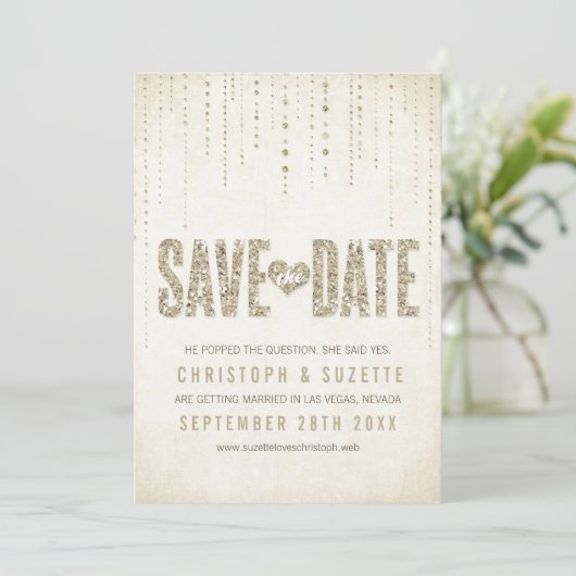 Save The Date Gold Parties scintillant Look Enregistrer La Date  (Debout devant)